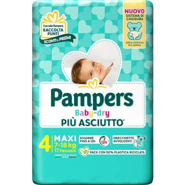 Clarins Pampers Babydry Taglia 4 Maxi (7-18 Kg) 17 Pezzi