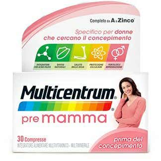 Clarins Multicentrum Pre-Mamma Integratore Alimentare Multivitaminico Acido Folico Calcio Vitamina D E 30 Compresse