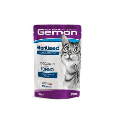 Clarins Gemon Bocconcini Tonno E Orata Cibo Umido Gatti Sterilizzati Busta 100g
