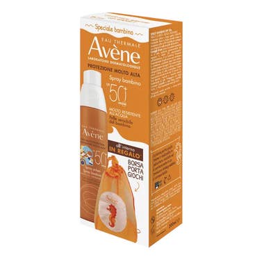 Clarins Eau Thermale Avène Spray Solare SPF50+ Bambino 200ml + Borsa Porta Giochi
