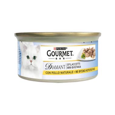 Clarins Purina Gourmet Diamant Sfilaccetti Con Pollo Naturale Per Gatti Lattina 85g