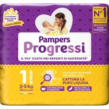 Clarins Pampers Progressi New Born Taglia 1 (2-5 Kg) 28 Pezzi