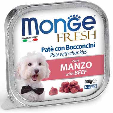 Clarins Monge Fresh Paté Bocconcini Con Manzo Cibo Umido Per Cani Adulti 100g