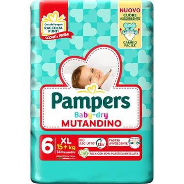 Clarins Pampers Babydry Mutandino Taglia 6 XL 15+ Kg 14 Pezzi