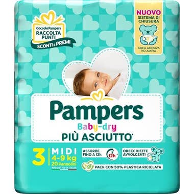 Clarins Pampers Babydry Taglia 3 Midi (4-9 Kg) 20 Pezzi