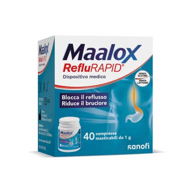 Clarins Maalox Reflurapid Reflusso e Bruciore Di Stomaco Acidità Gastrica 40 compresse masticabili