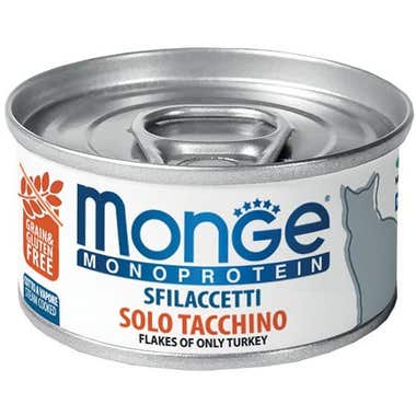 Clarins Monge Monoprotein Sfilaccetti Solo Tacchino Cibo Umido Per Gatti Adulti 80g