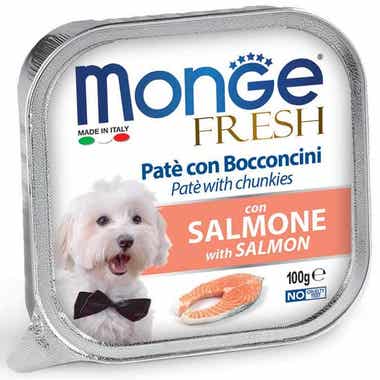 Clarins Monge Fresh Paté Bocconcini Con Salmone Cibo Umido Per Cani Adulti 100g