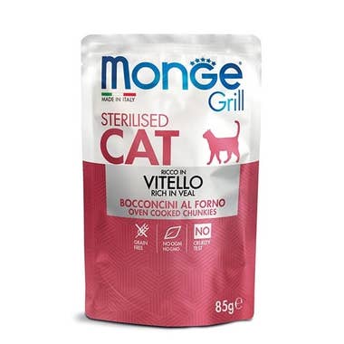 Clarins Monge Grill Sterilised Ricco in Vitello Cibo Umido Per Gatti Sterilizzati 85g