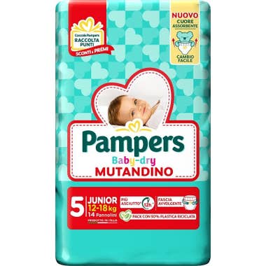 Clarins Pampers Babydry Mutandino Taglia 5 Junior 12-18 Kg 14 Pezzi