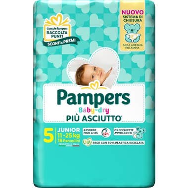 Clarins Pampers Babydry Taglia 5 Junior (11-25 Kg) 16 Pezzi