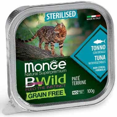 Clarins Monge B Wild Grain Free Tonno Con Ortaggi Cibo Umido Per Gatti Sterilizzati 100g